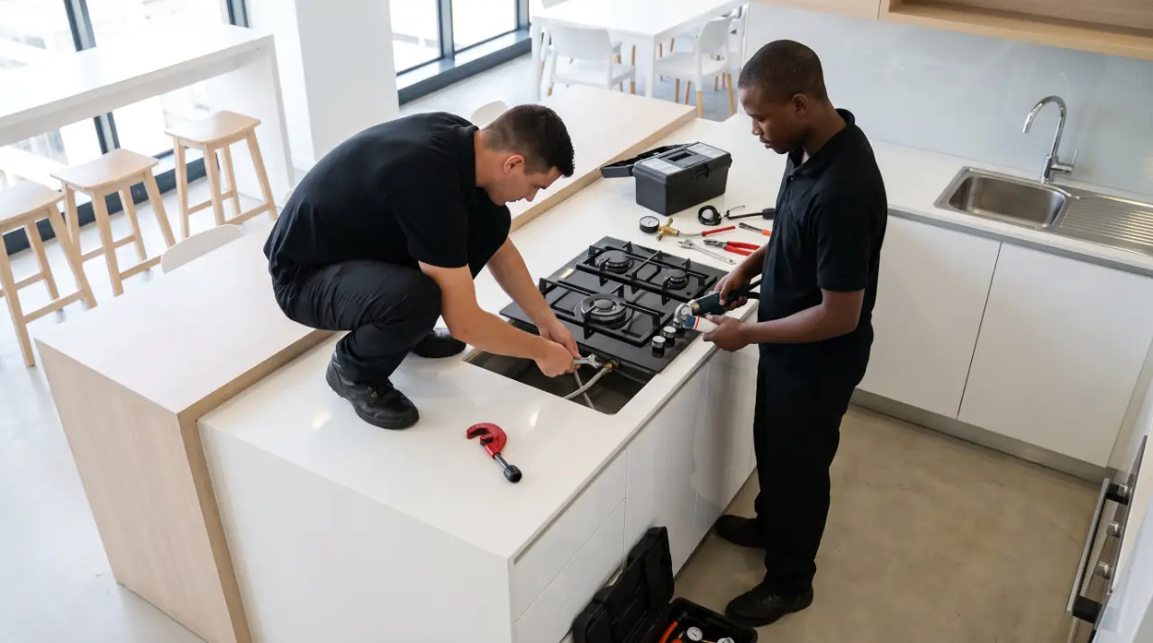 5-Star rated leaderr expert installing an LPG gas hob connection in a Mahikeng home